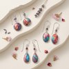 Blended Turquoise and Orange Spiny Oyster & Amethyst Sterling Silver Earrings