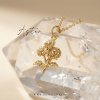 Sterling Silver Aster Pendant Over 18K Yellow Gold Plated With Chain 18 Inches