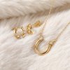 Sterling Silver White Cublic Zirconia Horseshoe Stud Over 18K Yellow Gold Plated