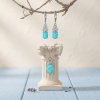 Blue Paraiba Opal Brass Earrings Over Rhodium