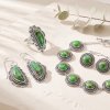 Southwestern Crescent Green Turquoise Silver Earrings