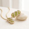 Peridot & White Zircon 18K Gold Plated Sterling Silver Cluster Ring