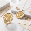 18K Yellow Gold Plated Sterling Silver Eagle Coin Men's Ring