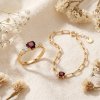 Garnet 18K Yellow Gold Sterling Silver Bracelet