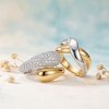 White CZ Two-Tone Sterling Silver Bypass Ring