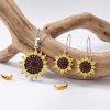 Golden & Brown CZ Sterling Silver Sunflower Earrings