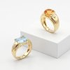 Citrine & White Zircon Oval 18K Yellow Gold Over Sterling Silver Men's Ring