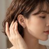 White Zircon Two-Tone Sterling Silver Heart Earrings