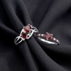 Garnet & White Zircon Sterling Silver Heart Ring