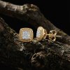 Sterling Silver White Cubic Zirconia Earrings Over 18K Yellow Gold Plated