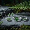 Chrome Diopside Sterling Silver Triple Four Leaf Clover Ring