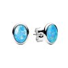 Sterling Silver Synthetic Light Blue Opal Stud Earrings