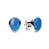 Sterling Silver Synthetic Blue Opal Stud Earrings