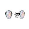 Sterling Silver Synthetic Pink Opal Stud Earrings