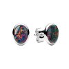 Sterling Silver Synthetic Black Opal Earrings