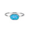 Sterling Silver Synthetic Light Blue Opal  Ring