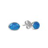 Sterling Silver Synthetic Blue Opal Stud Earrings