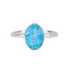 Sterling Silver Synthetic Light Blue Opal  Ring
