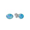 Sterling Silver Synthetic Light Blue Opal Stud Earrings