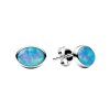 Sterling Silver Synthetic Light Blue Opal Stud Earrings