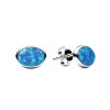 Sterling Silver Synthetic Blue Opal Stud Earrings