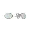 Sterling Silver Synthetic White Opal Stud Earrings