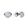 Sterling Silver Synthetic Pink Opal Stud Earrings