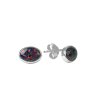 Sterling Silver Synthetic Black Opal Earrings