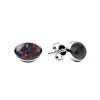 Sterling Silver Synthetic Black Opal Earrings