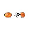 Sterling Silver Synthetic Orange Opal Earrings
