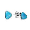Sterling Silver Synthetic Light Blue Opal Stud Earrings