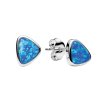 Sterling Silver Synthetic Blue Opal Stud Earrings