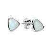 Sterling Silver Synthetic White Opal Stud Earrings