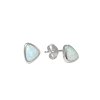 Sterling Silver Synthetic White Opal Stud Earrings