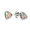 Sterling Silver Synthetic Pink Opal Stud Earrings