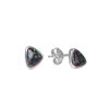 Sterling Silver Synthetic Black Opal Earrings