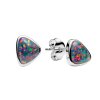 Sterling Silver Synthetic Black Opal Earrings