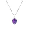 Sterling Silver Purple Turquoise Pendant With Chain 18 Inches