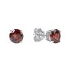 Sterling Silver Red Garnet Stud Earrings