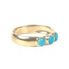 Sterling Silver Blue Sleeping Beauty Turquoise Ring Over 18K Yellow Gold Plated