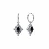 Sterling Silver Black Onyx Hoop Earrings