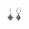 Sterling Silver Amethyst Boho Hoop Earrings