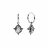 Rainbow Moonstone Sterling Silver Pear Boho Hoop Earrings