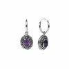 Sterling Silver Amethyst Hoop Earrings