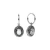 Rainbow Moonstone Sterling Silver Vintage Oval Hoop Earrings