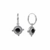 Sterling Silver Black Onyx Hoop Earrings