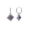Sterling Silver Amethyst Hoop Earrings
