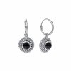 Sterling Silver Black Onyx Hoop Earrings