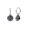 Sterling Silver Amethyst Hoop Earrings