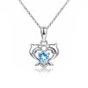 Sterling Silver Sky Blue Topaz Twin Dolphin Sky Blue Topaz With Chain 18 Inches